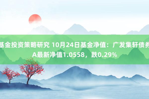 基金投资策略研究 10月24日基金净值：广发集轩债券A最新净值1.0558，跌0.29%