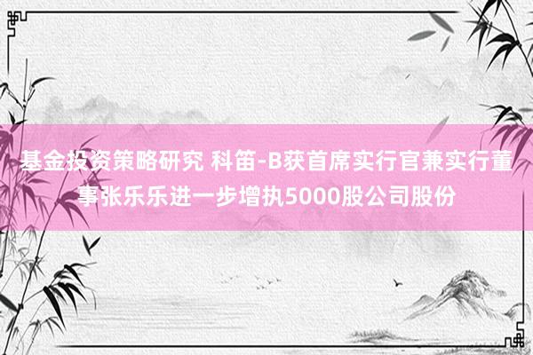 基金投资策略研究 科笛-B获首席实行官兼实行董事张乐乐进一步增执5000股公司股份