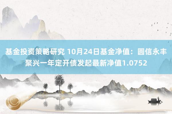 基金投资策略研究 10月24日基金净值：圆信永丰聚兴一年定开债发起最新净值1.0752