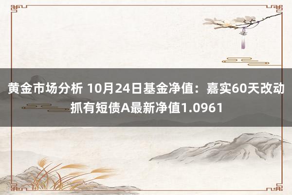 黄金市场分析 10月24日基金净值：嘉实60天改动抓有短债A最新净值1.0961