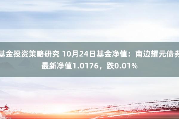 基金投资策略研究 10月24日基金净值：南边耀元债券最新净值1.0176，跌0.01%