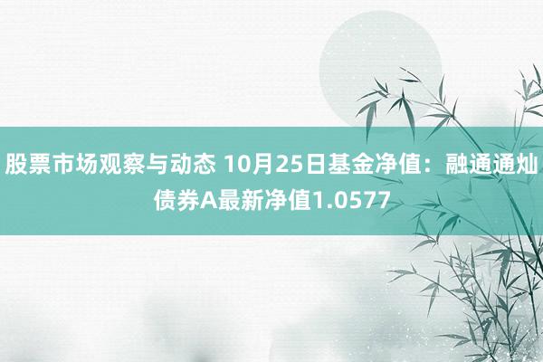 股票市场观察与动态 10月25日基金净值：融通通灿债券A最新净值1.0577