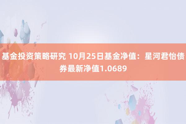 基金投资策略研究 10月25日基金净值：星河君怡债券最新净值1.0689