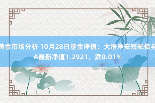 黄金市场分析 10月28日基金净值：大澄净安短融债券A最新净值1.2921，跌0.01%