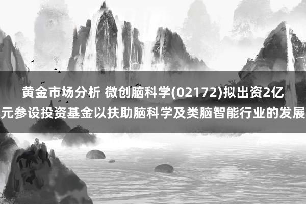 黄金市场分析 微创脑科学(02172)拟出资2亿元参设投资基金以扶助脑科学及类脑智能行业的发展