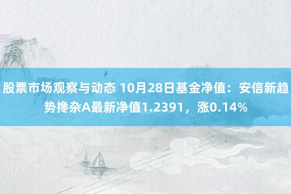 股票市场观察与动态 10月28日基金净值：安信新趋势搀杂A最新净值1.2391，涨0.14%