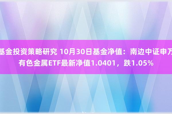 基金投资策略研究 10月30日基金净值：南边中证申万有色金属ETF最新净值1.0401，跌1.05%