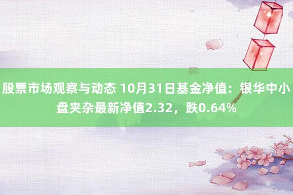 股票市场观察与动态 10月31日基金净值：银华中小盘夹杂最新净值2.32，跌0.64%