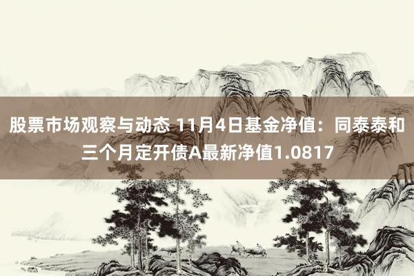 股票市场观察与动态 11月4日基金净值：同泰泰和三个月定开债A最新净值1.0817