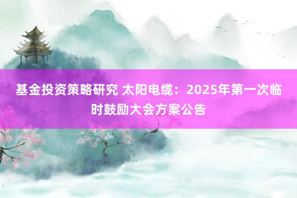 基金投资策略研究 太阳电缆：2025年第一次临时鼓励大会方案公告