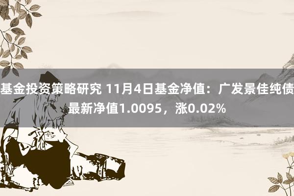 基金投资策略研究 11月4日基金净值：广发景佳纯债最新净值1.0095，涨0.02%