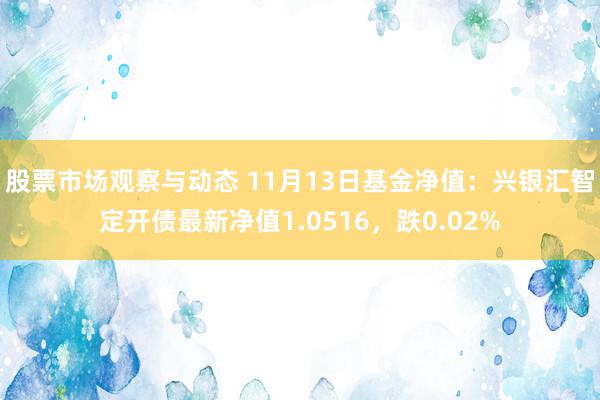 股票市场观察与动态 11月13日基金净值：兴银汇智定开债最新净值1.0516，跌0.02%