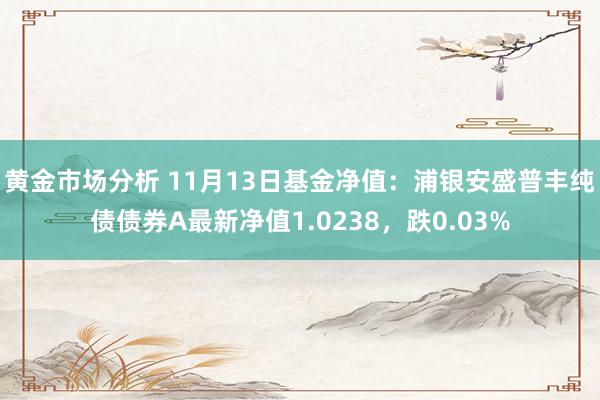 黄金市场分析 11月13日基金净值：浦银安盛普丰纯债债券A最新净值1.0238，跌0.03%