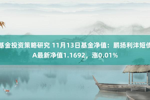 基金投资策略研究 11月13日基金净值：鹏扬利沣短债A最新净值1.1692，涨0.01%