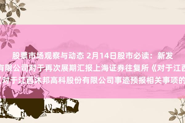 股票市场观察与动态 2月14日股市必读：新发布《江西沐邦高科股份有限公司对于再次展期汇报上海证券往复所《对于江西沐邦高科股份有限公司事迹预报相关事项的问询函》的公告》