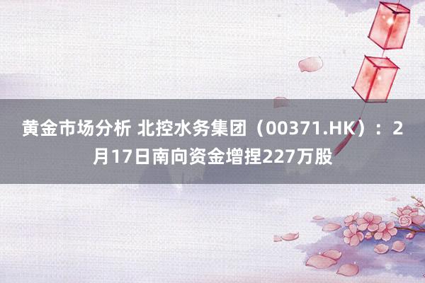 黄金市场分析 北控水务集团（00371.HK）：2月17日南向资金增捏227万股