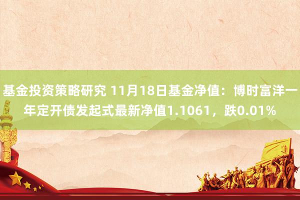 基金投资策略研究 11月18日基金净值：博时富洋一年定开债发起式最新净值1.1061，跌0.01%