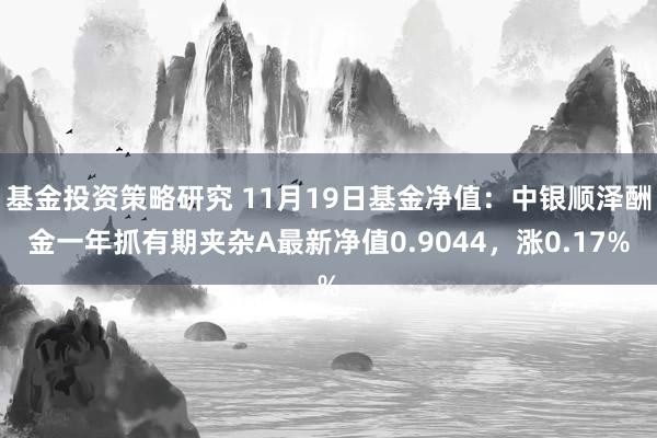 基金投资策略研究 11月19日基金净值：中银顺泽酬金一年抓有期夹杂A最新净值0.9044，涨0.17%