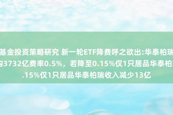 基金投资策略研究 新一轮ETF降费呼之欲出:华泰柏瑞沪深300ETF鸿沟3732亿费率0.5%，若降至0.15%仅1只居品华泰柏瑞收入减少13亿