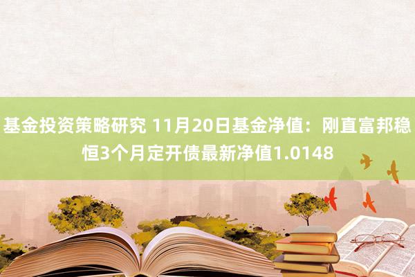 基金投资策略研究 11月20日基金净值：刚直富邦稳恒3个月定开债最新净值1.0148