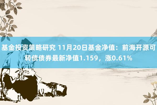 基金投资策略研究 11月20日基金净值：前海开源可转债债券最新净值1.159，涨0.61%