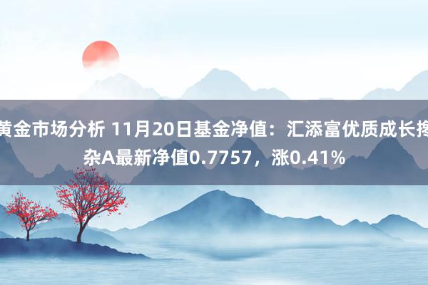 黄金市场分析 11月20日基金净值：汇添富优质成长搀杂A最新净值0.7757，涨0.41%