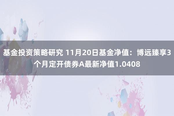 基金投资策略研究 11月20日基金净值：博远臻享3个月定开债券A最新净值1.0408