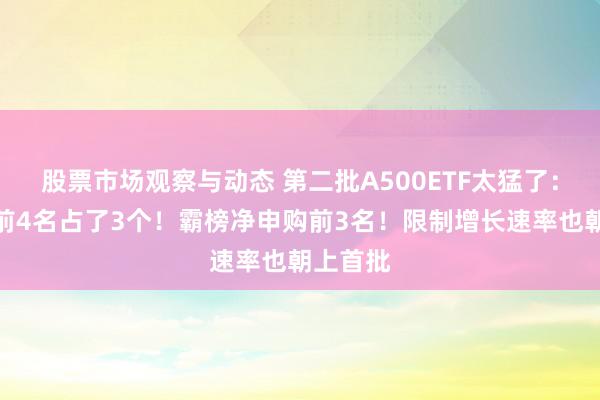 股票市场观察与动态 第二批A500ETF太猛了：流动性前4名占了3个！霸榜净申购前3名！限制增长速率也朝上首批