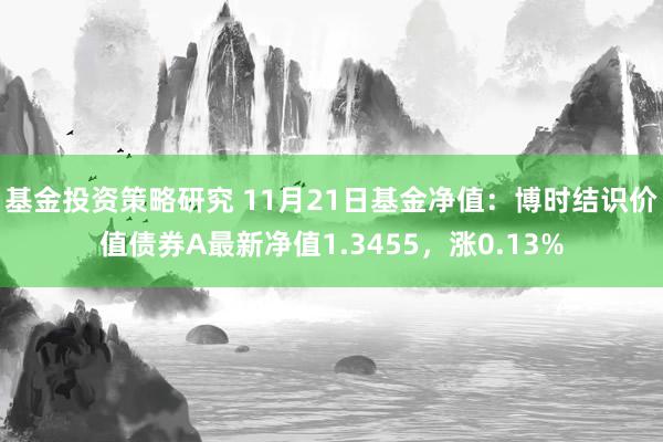 基金投资策略研究 11月21日基金净值：博时结识价值债券A最新净值1.3455，涨0.13%