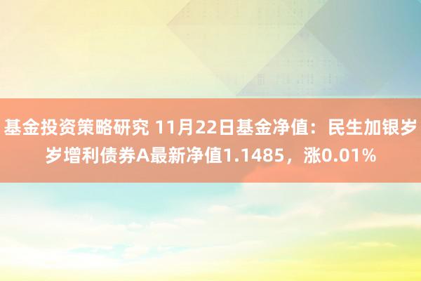 基金投资策略研究 11月22日基金净值：民生加银岁岁增利债券A最新净值1.1485，涨0.01%