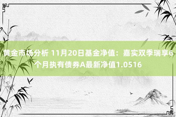 黄金市场分析 11月20日基金净值：嘉实双季瑞享6个月执有债券A最新净值1.0516