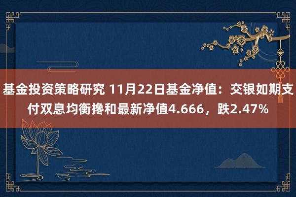 基金投资策略研究 11月22日基金净值：交银如期支付双息均衡搀和最新净值4.666，跌2.47%