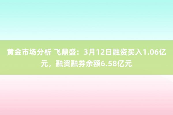 黄金市场分析 飞鼎盛：3月12日融资买入1.06亿元，融资融券余额6.58亿元