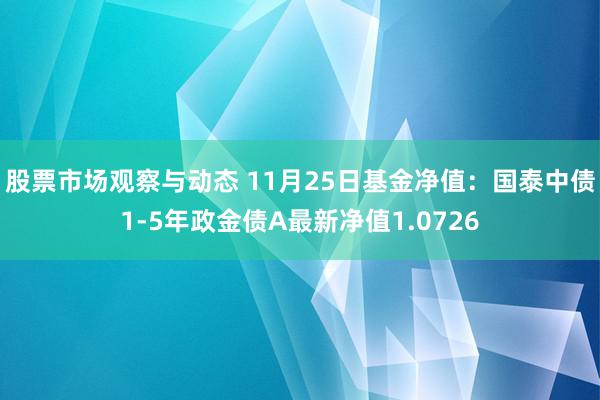 股票市场观察与动态 11月25日基金净值：国泰中债1-5年政金债A最新净值1.0726