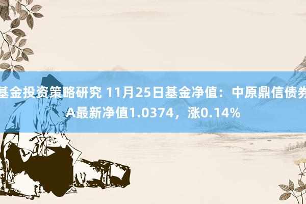 基金投资策略研究 11月25日基金净值：中原鼎信债券A最新净值1.0374，涨0.14%