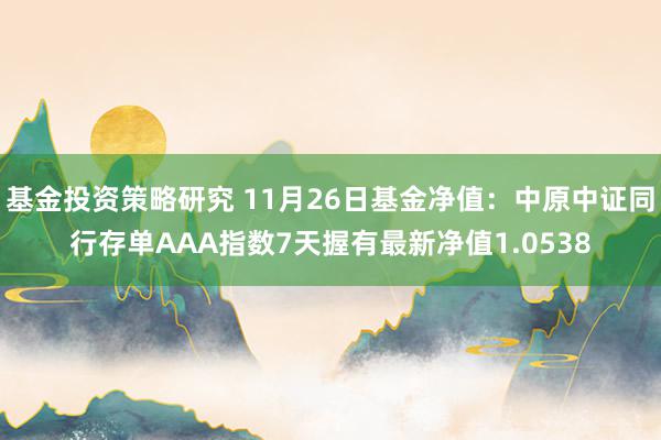 基金投资策略研究 11月26日基金净值：中原中证同行存单AAA指数7天握有最新净值1.0538