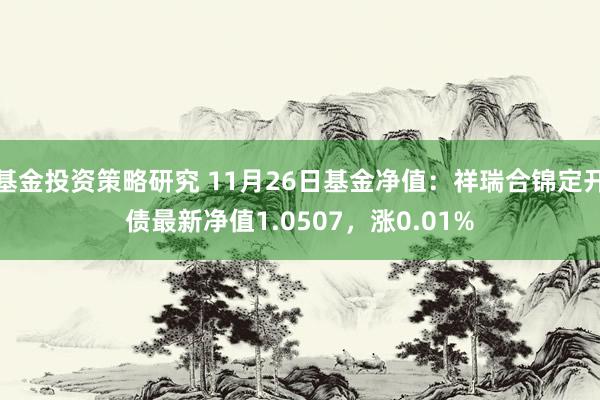 基金投资策略研究 11月26日基金净值：祥瑞合锦定开债最新净值1.0507，涨0.01%