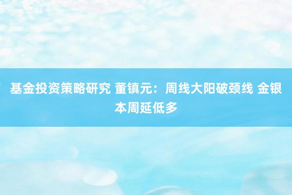 基金投资策略研究 董镇元：周线大阳破颈线 金银本周延低多