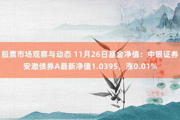 股票市场观察与动态 11月26日基金净值：中银证券安澈债券A最新净值1.0395，涨0.01%