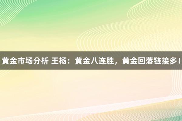 黄金市场分析 王杨：黄金八连胜，黄金回落链接多！