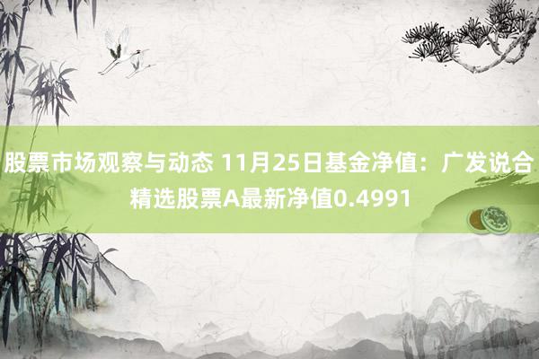 股票市场观察与动态 11月25日基金净值：广发说合精选股票A最新净值0.4991