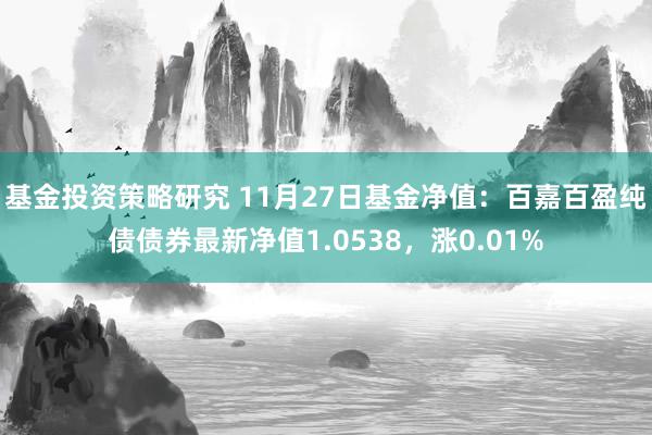 基金投资策略研究 11月27日基金净值：百嘉百盈纯债债券最新净值1.0538，涨0.01%