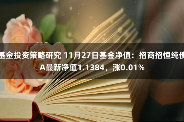 基金投资策略研究 11月27日基金净值：招商招恒纯债A最新净值1.1384，涨0.01%